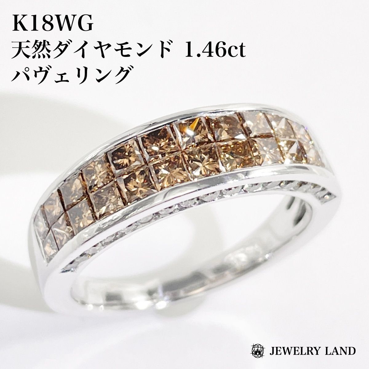 K18WG 天然ダイヤモンド 1.46ct パヴェリング - メルカリ