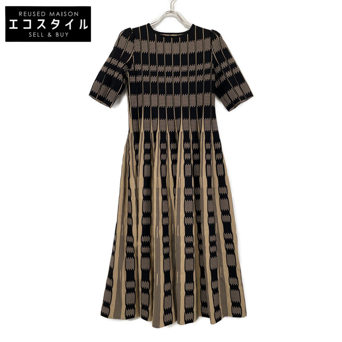 ADORE アドーア 531 0174308 ﾌﾞﾗｯｸ ﾍﾞｰｼﾞｭ ｼﾞｬｶﾞｰﾄﾞﾌﾟﾘｰﾂﾆｯﾄﾜﾝﾋﾟｰｽ 38