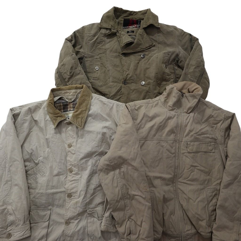 古着卸 まとめ売り ダック地 ジャケット MIX 3枚セット (メンズ M ) ダブルブレスト ブルゾン 襟コーデュロイ 中古 古着 NC7430