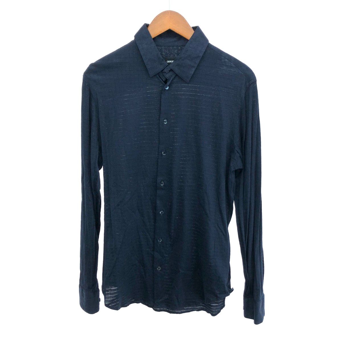 GIORGIO ARMANI ジョルジオアルマーニネイビー 長袖シャツ GIORGIO ARMANI ジョルジオアルマーニ 長袖ニットシャツ サイズ:15 4/3