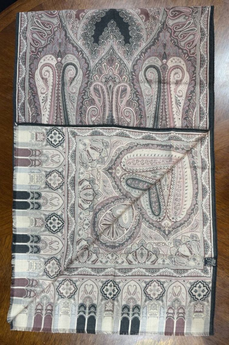 未使用 ETRO エトロ スカーフ ストール パープル グレー マルチカラー