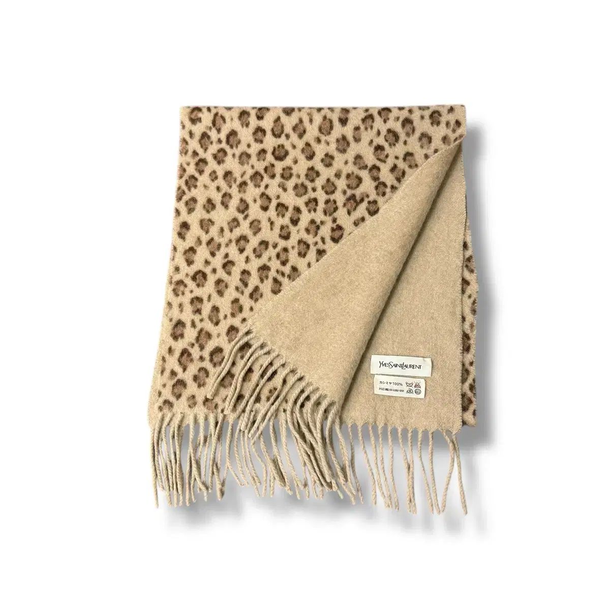 YSL イヴ・サンローラン レオパード パータン カシミア 100 マフラー