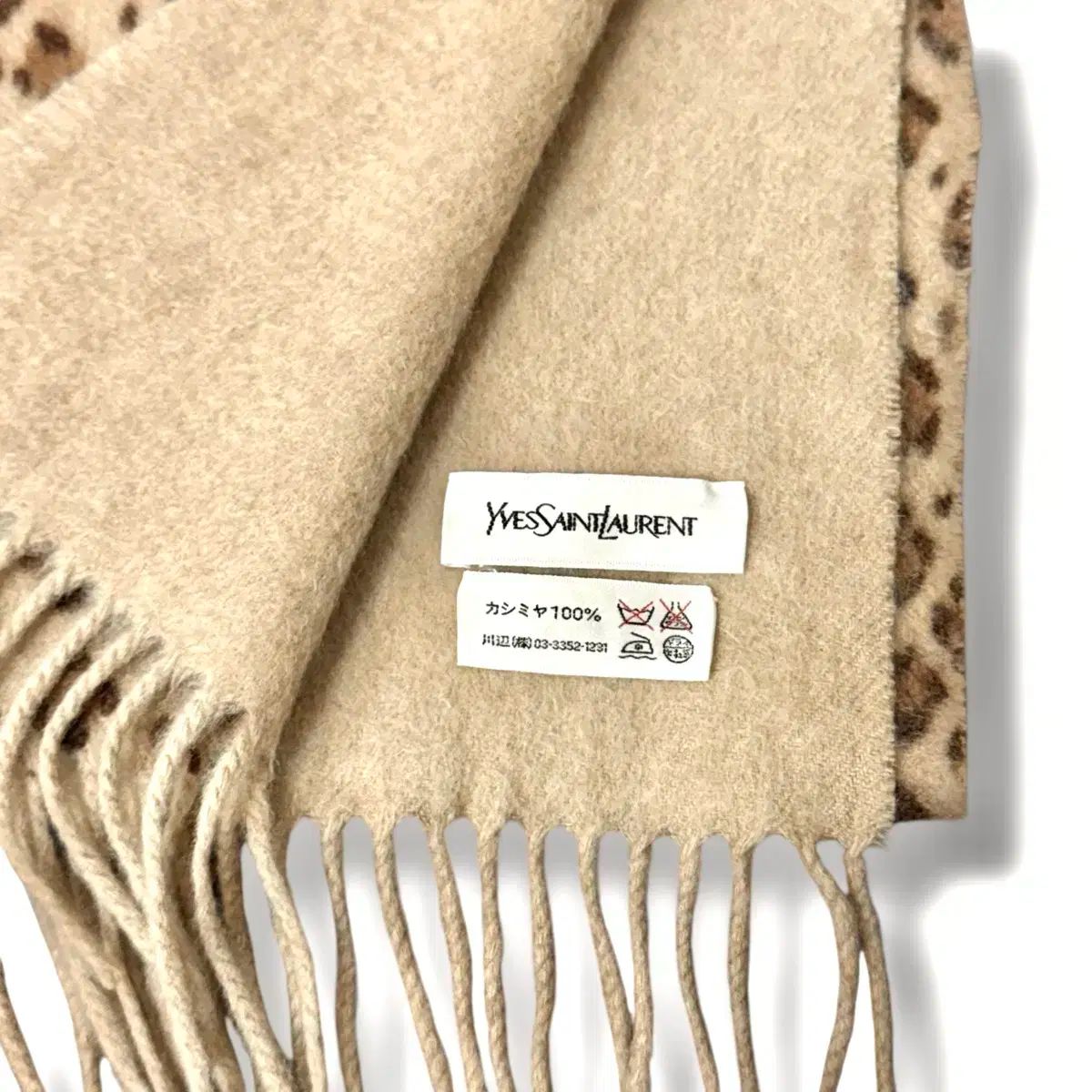 YSL イヴ・サンローラン レオパード パータン カシミア 100 マフラー
