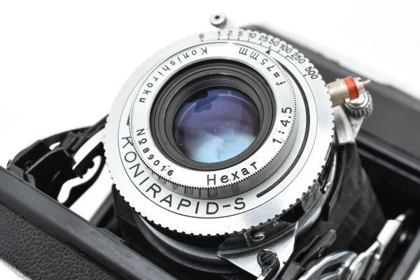 ☆良品 / 完動☆ 小西六 KONISHIROKU PEARL II / HEXAR 75mm F3.5 蛇腹