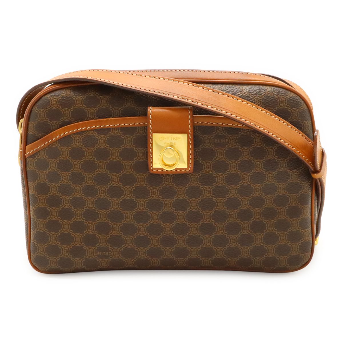 CELINE セリーヌ マカダム柄 ショルダーバッグ 斜め掛け PVC レザー