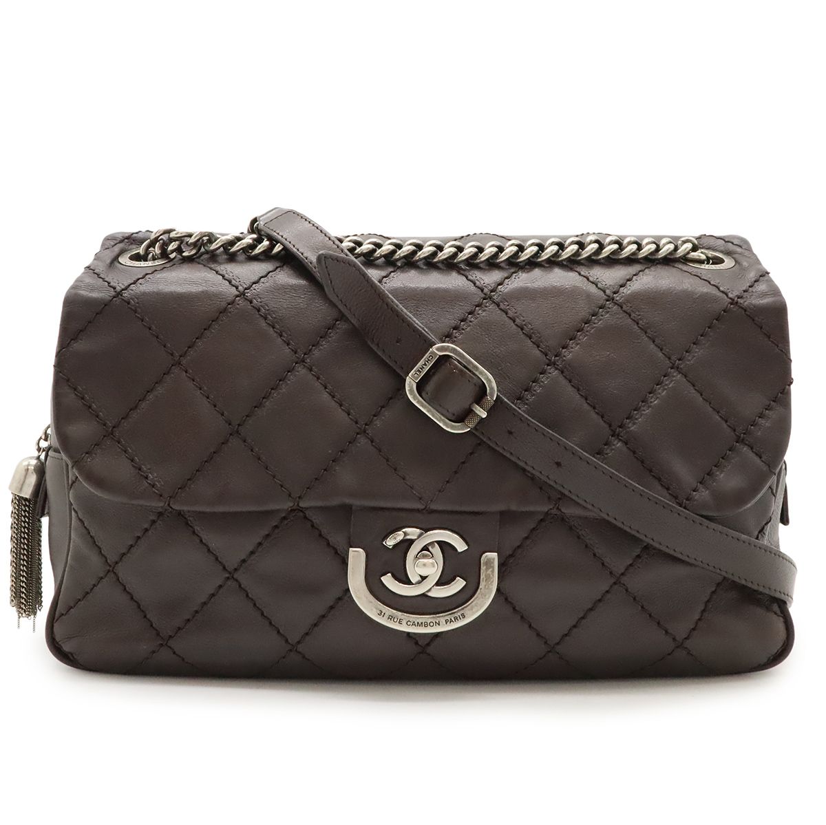 CHANEL ワイルドステッチ チェーン ショルダーバッグ ココマーク レザー シャネル CHANEL ワイルドステッチ チェーンショルダーバッグ 6番台