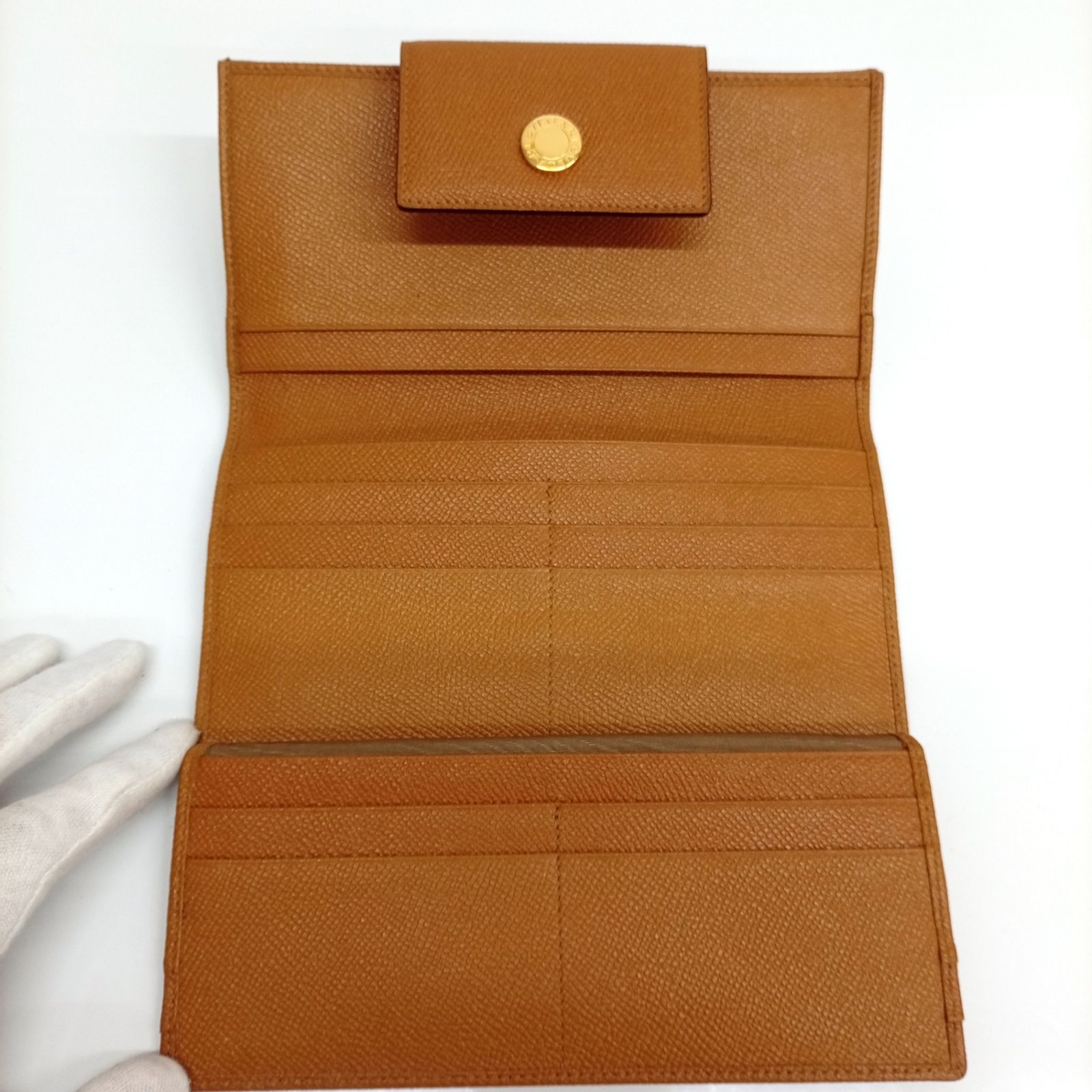 BVLGARI ブルガリ Wホック 長財布 ブラウン ウォレット 三つ折り