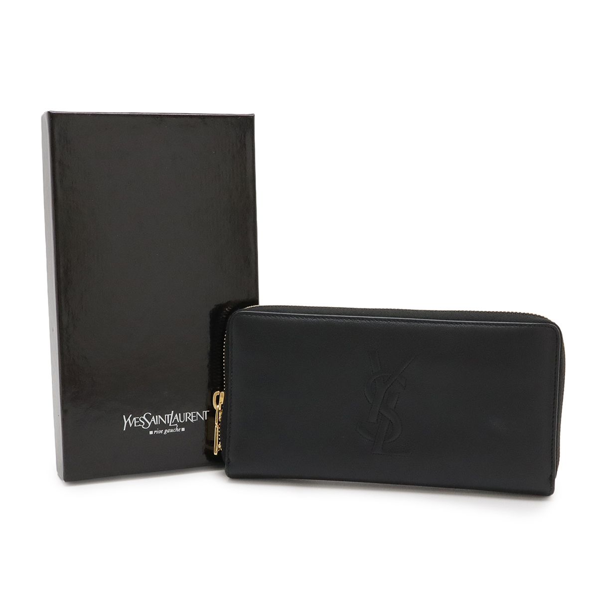 極美品✨イヴサンローラン 長財布 Yメール ラウンドファスナー ゴールド金具 黒 YVES SAINT LAURENT イヴ サン ローラン YSL イブサンローラン