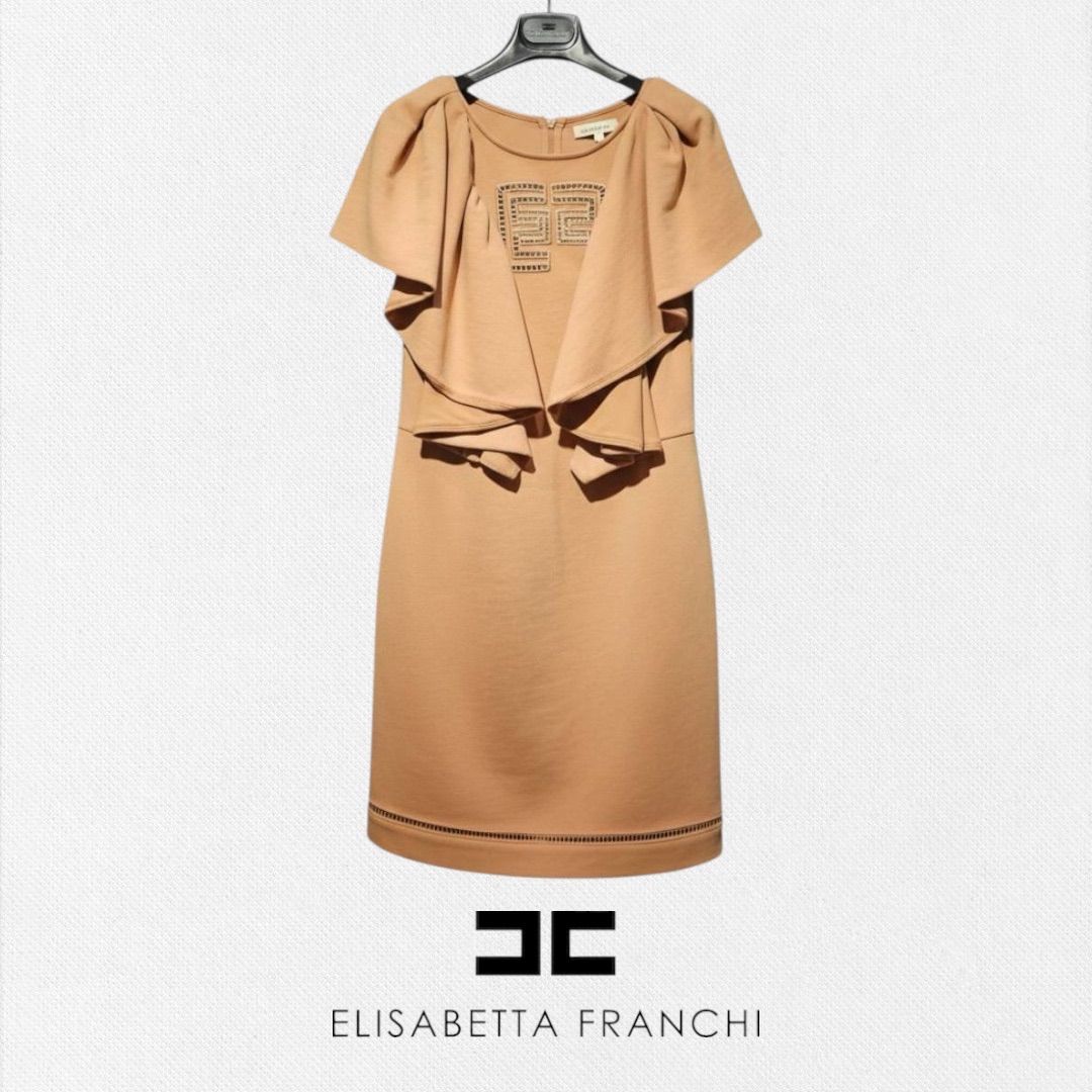 新品 エリザベッタ ELISABETTA FRANCHI ワンピース 40サイズ ベージュ