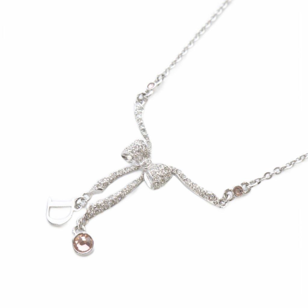 Christian Dior リボン ネックレス シルバーカラー クリスチャンディオール Christian Dior リボン ネックレス ペンダント