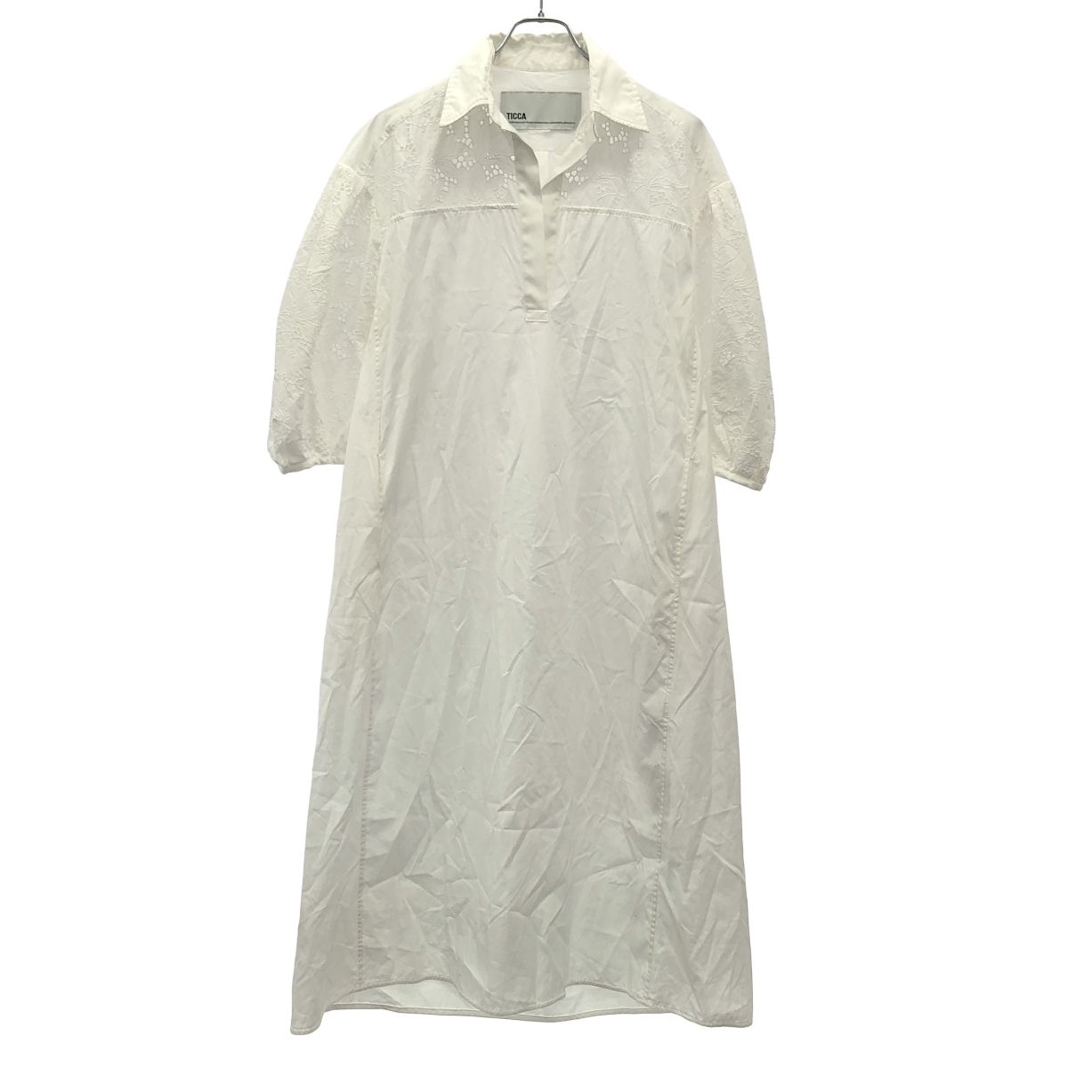 TICCA ティッカ 25 SS フラワーレースパフスリーブワンピース ホワイト F