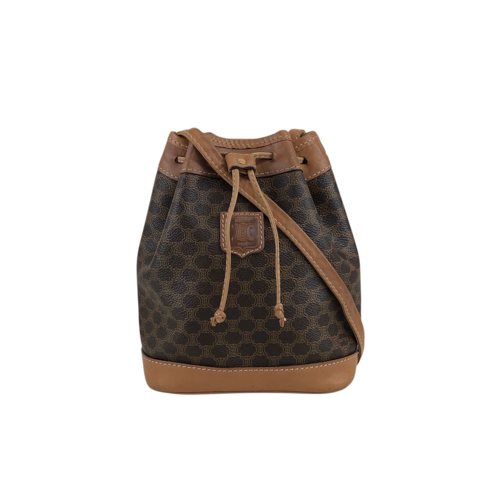 CELINE セリーヌ マカダム ショルダーバッグ ブラウン ブラゾン型押し