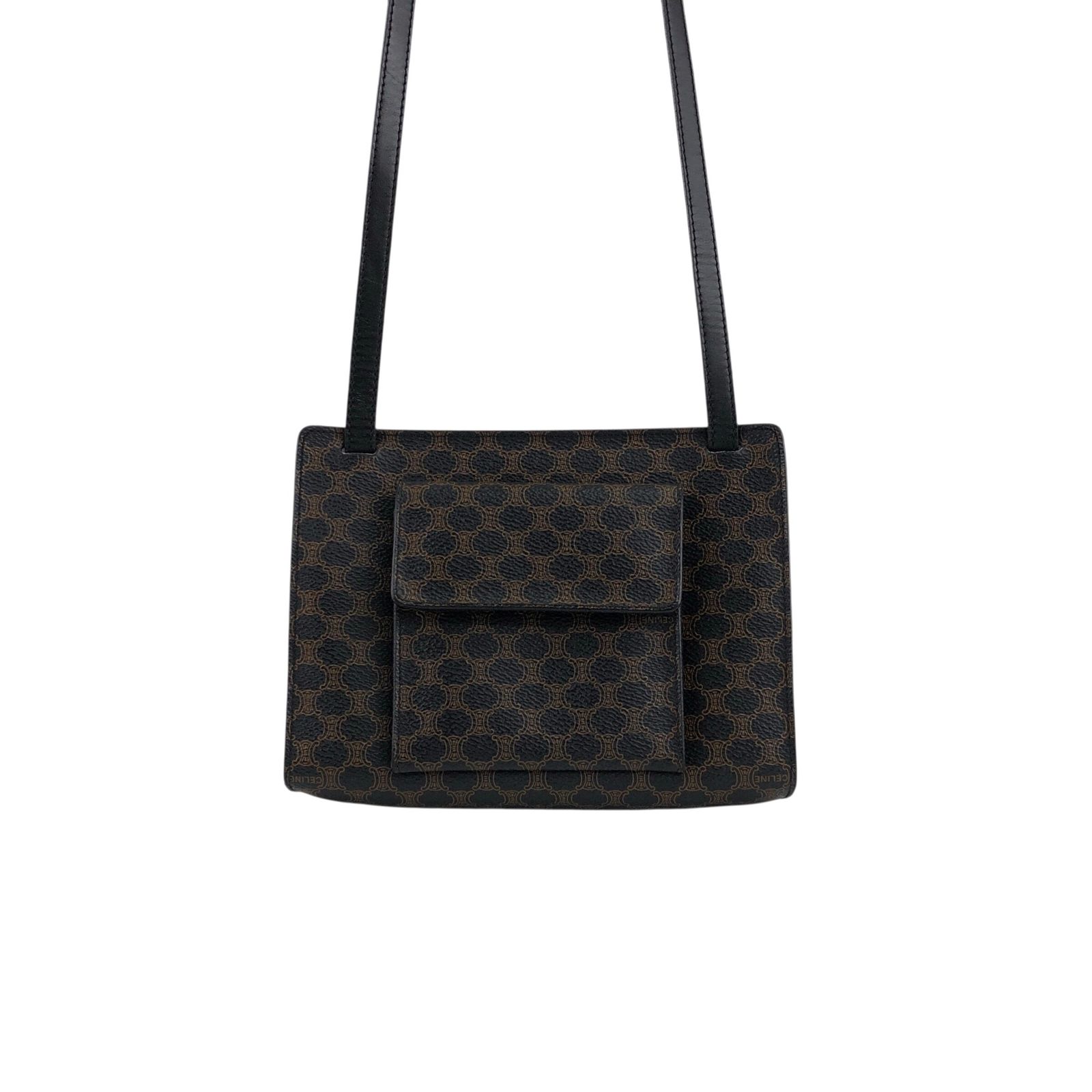 CELINE セリーヌ マカダム ショルダーバッグ ブラック PVC/レザー ミニ