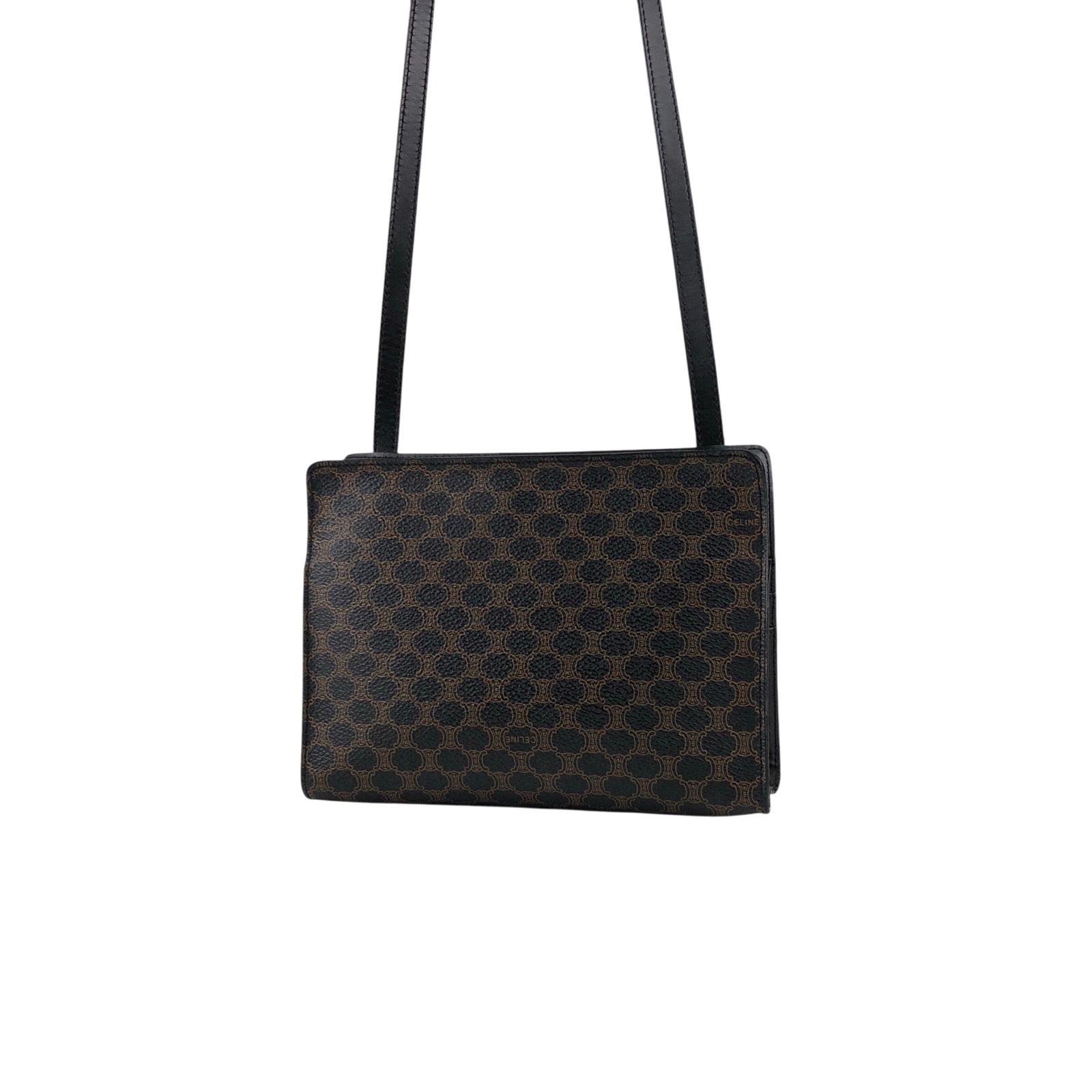 CELINE セリーヌ マカダム ショルダーバッグ ブラック PVC/レザー ミニ