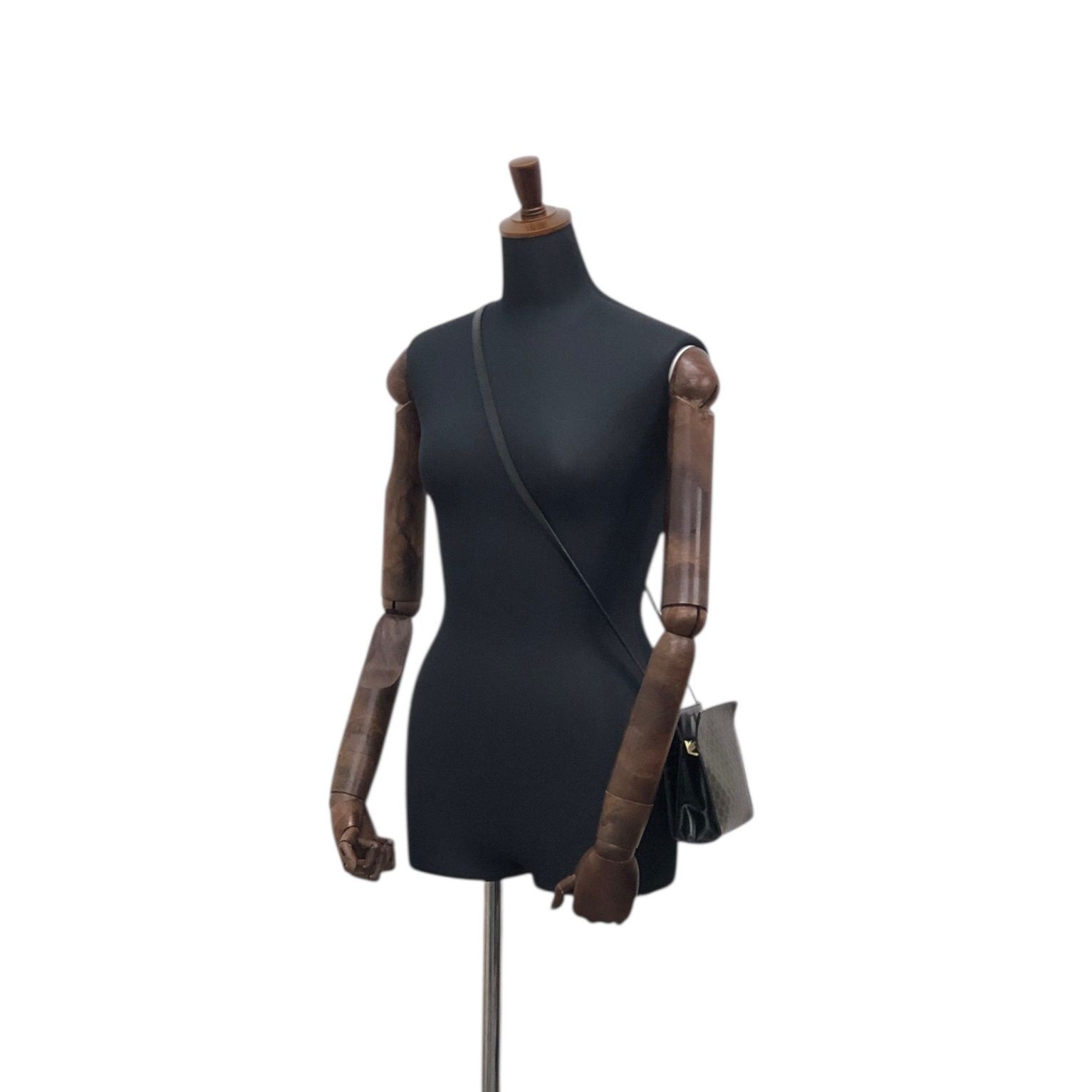 CELINE セリーヌ マカダム ショルダーバッグ ブラック PVC/レザー ミニ