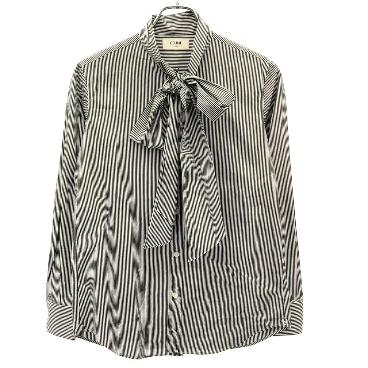 CELINE セリーヌ ストライプボウタイシャツ 2C193022F ブラック
