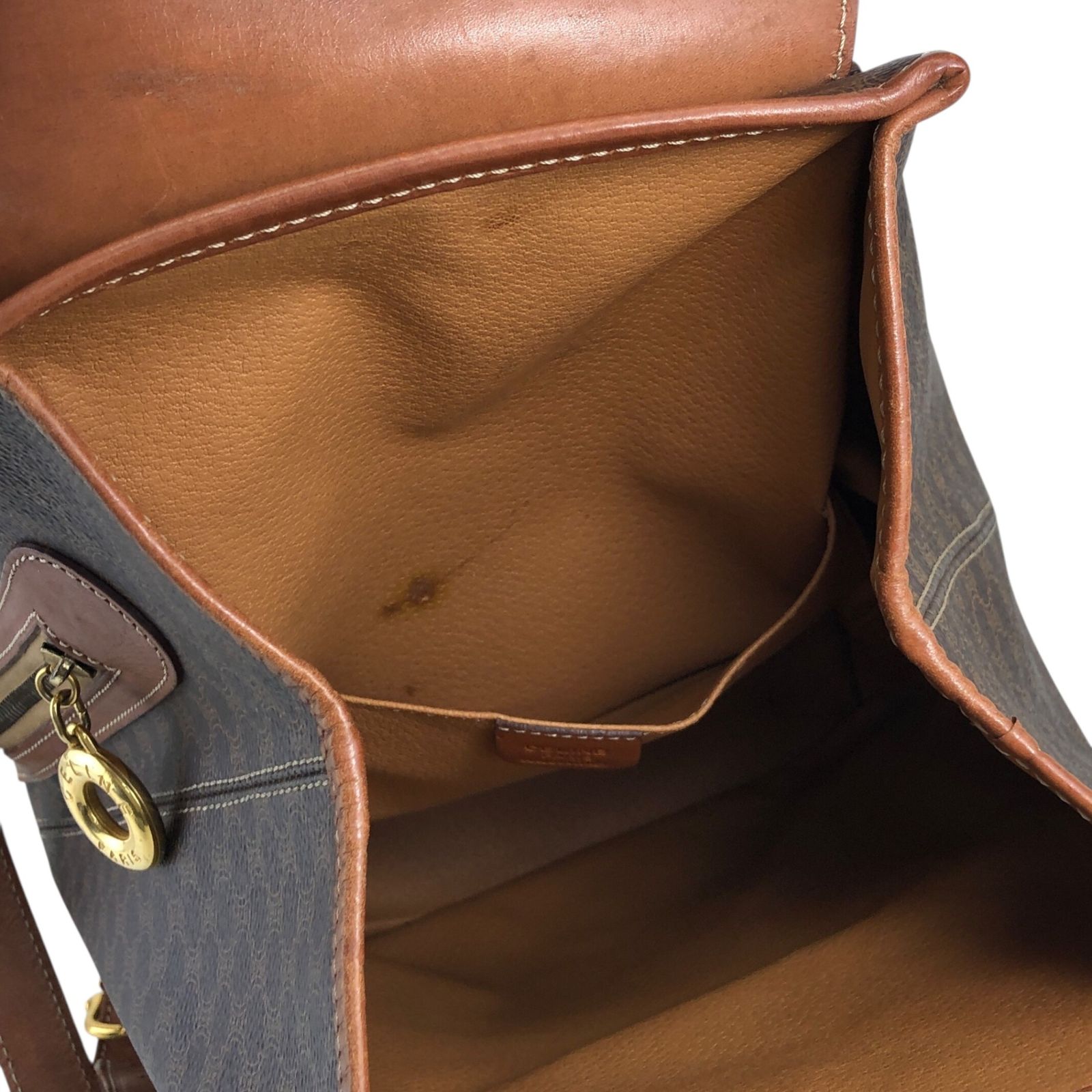  CELINE セリーヌ バックパック ブラウン ロゴ チャーム PVC レザー リュック jz 6 ee リュック バックパック バッグ