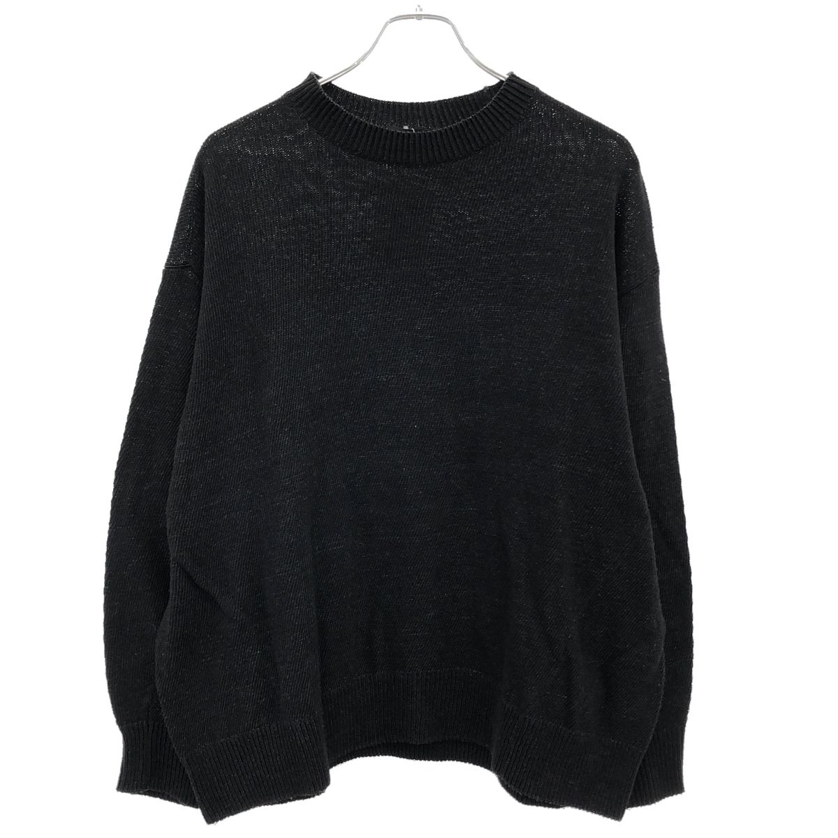 COMOLI ブラック クルーネックニットZ01-06018 製品染 COMOLI ブラック