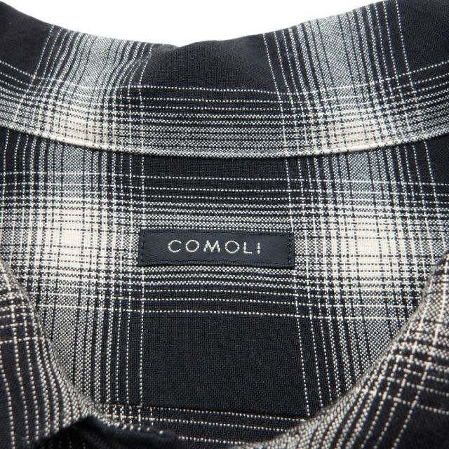 COMOLI 23ss RAYON CHECK OPEN COLLAR SHIRT サイズ3 X01-02008 コモリ