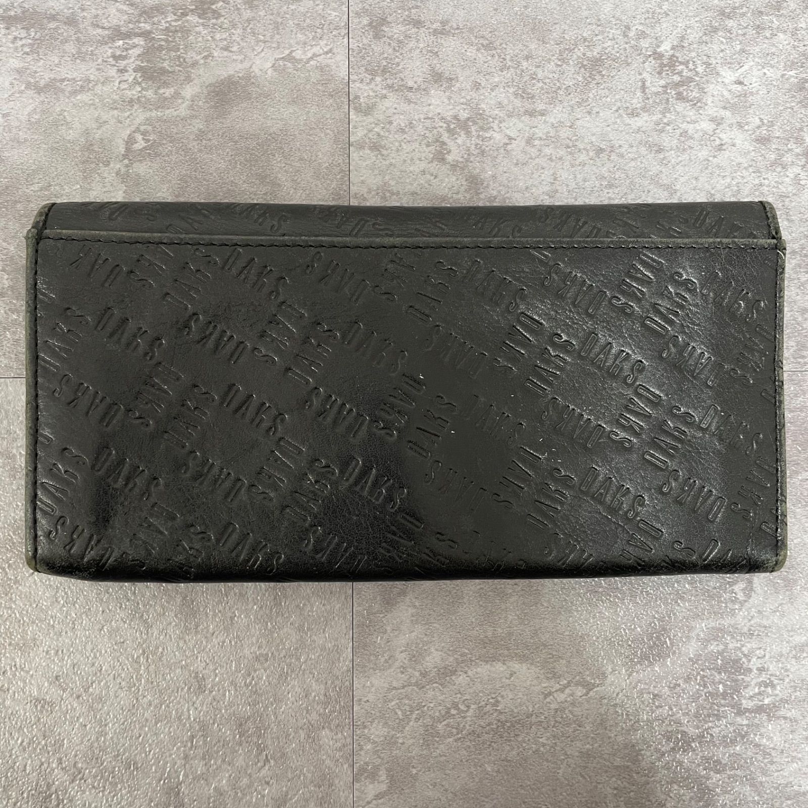 DAKS ダックス 長財布 ロングウォレット レザー ブラック チェック柄 