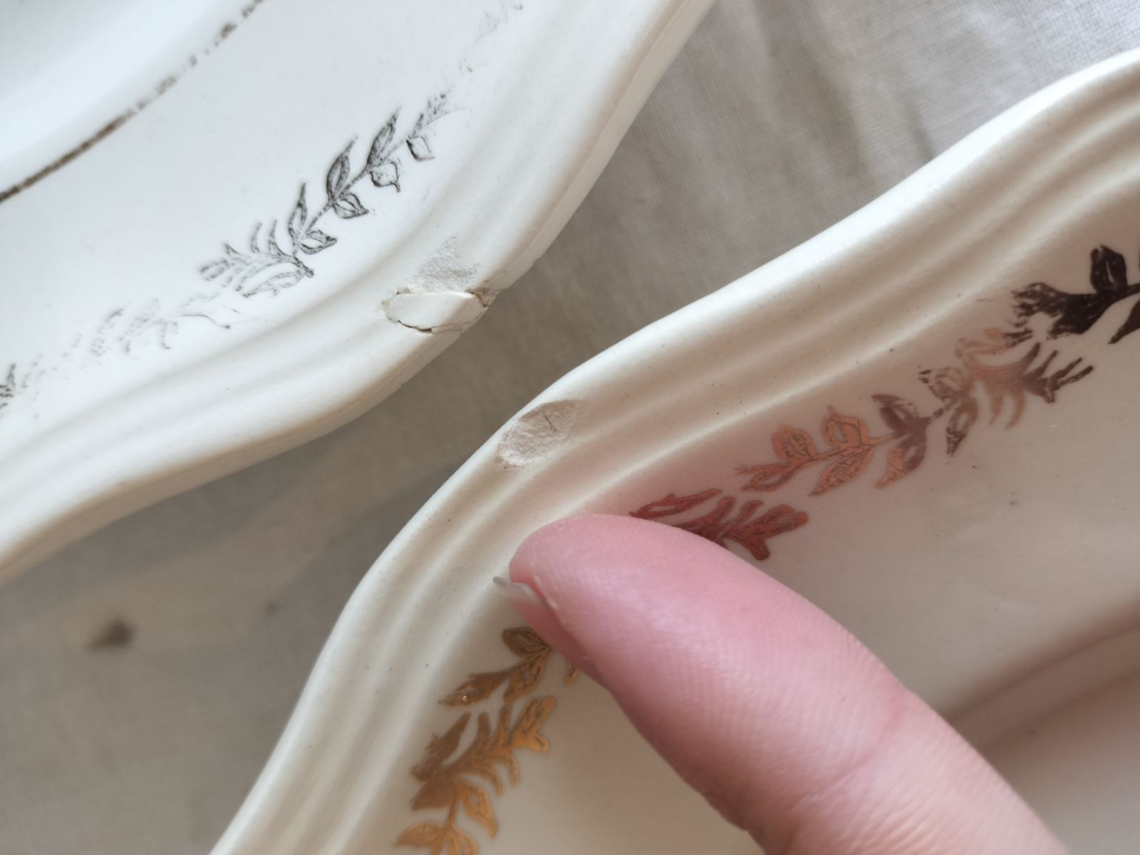 フランス アンティーク 絵つき 花リム 皿 3枚セット サルグミンヌ