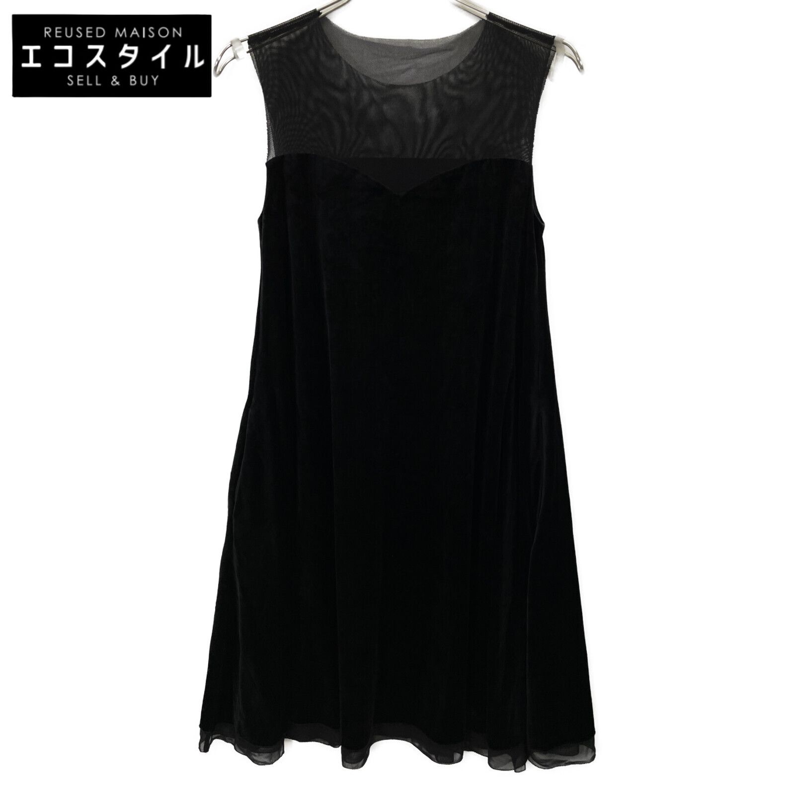 DAISY LIN デイジーリン 06194 ﾌﾞﾗｯｸ Dress Velour Swing ﾜﾝﾋﾟｰｽ 38