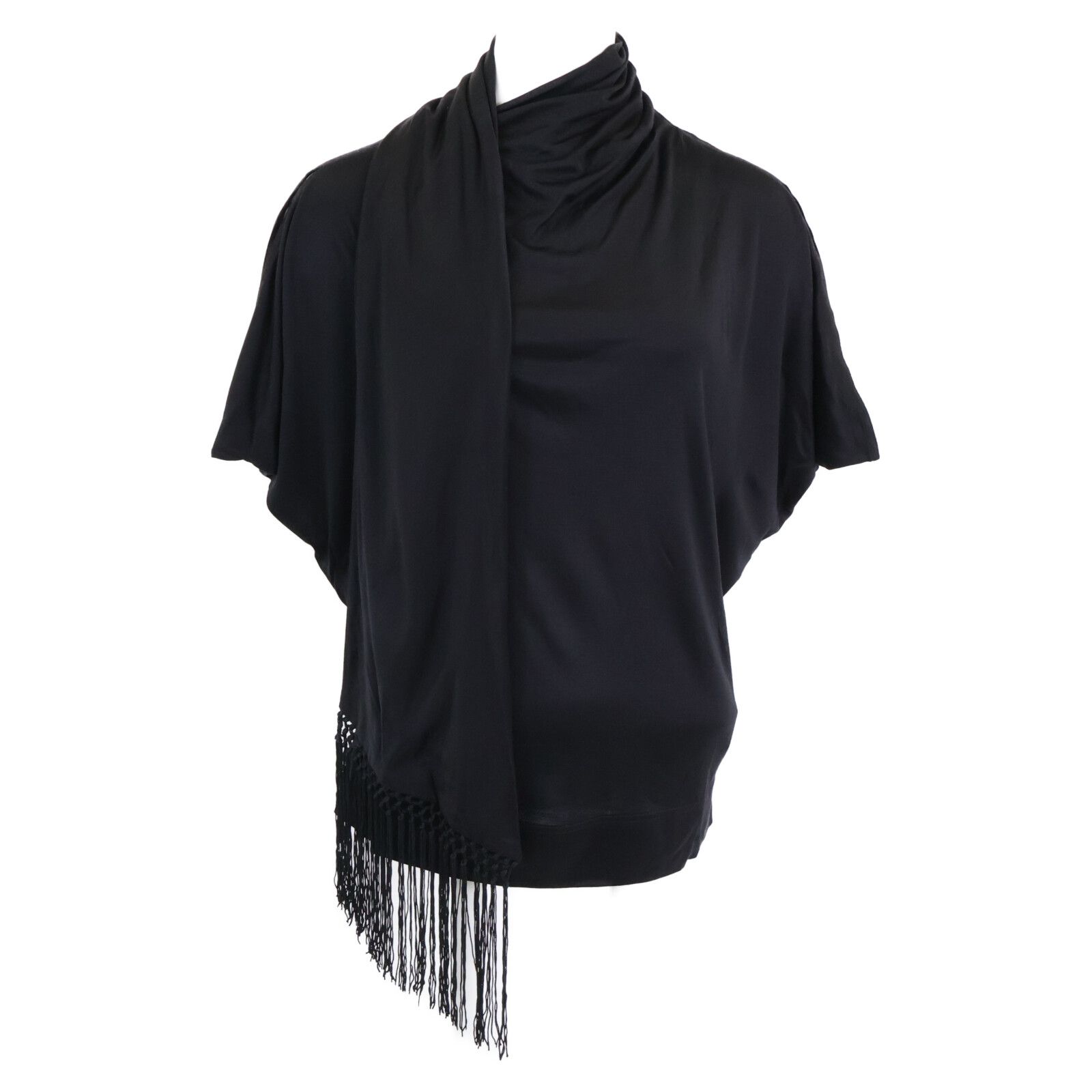 HERMES エルメス 正規 シルク フリンジ リボン付き トップス カットソー 34