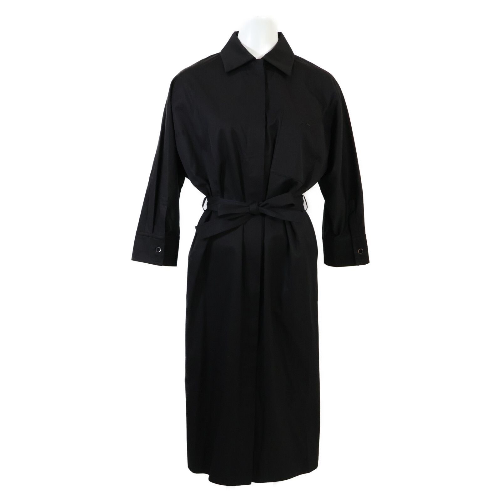 HERMES エルメス 正規 23 AW カレーシュ刺繍 ベルト付 シャツ 34