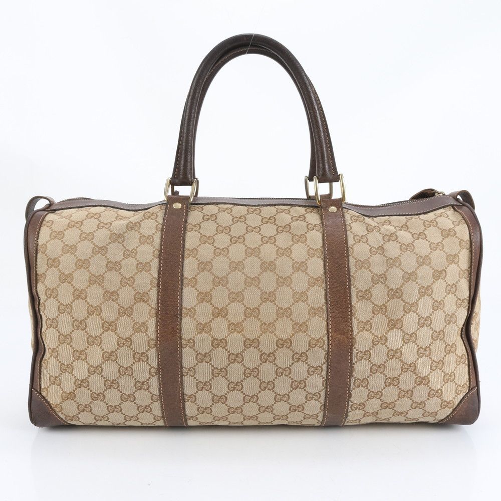 美品 ヴィンテージ オールド グッチ GG キャンバス レザー ボストン