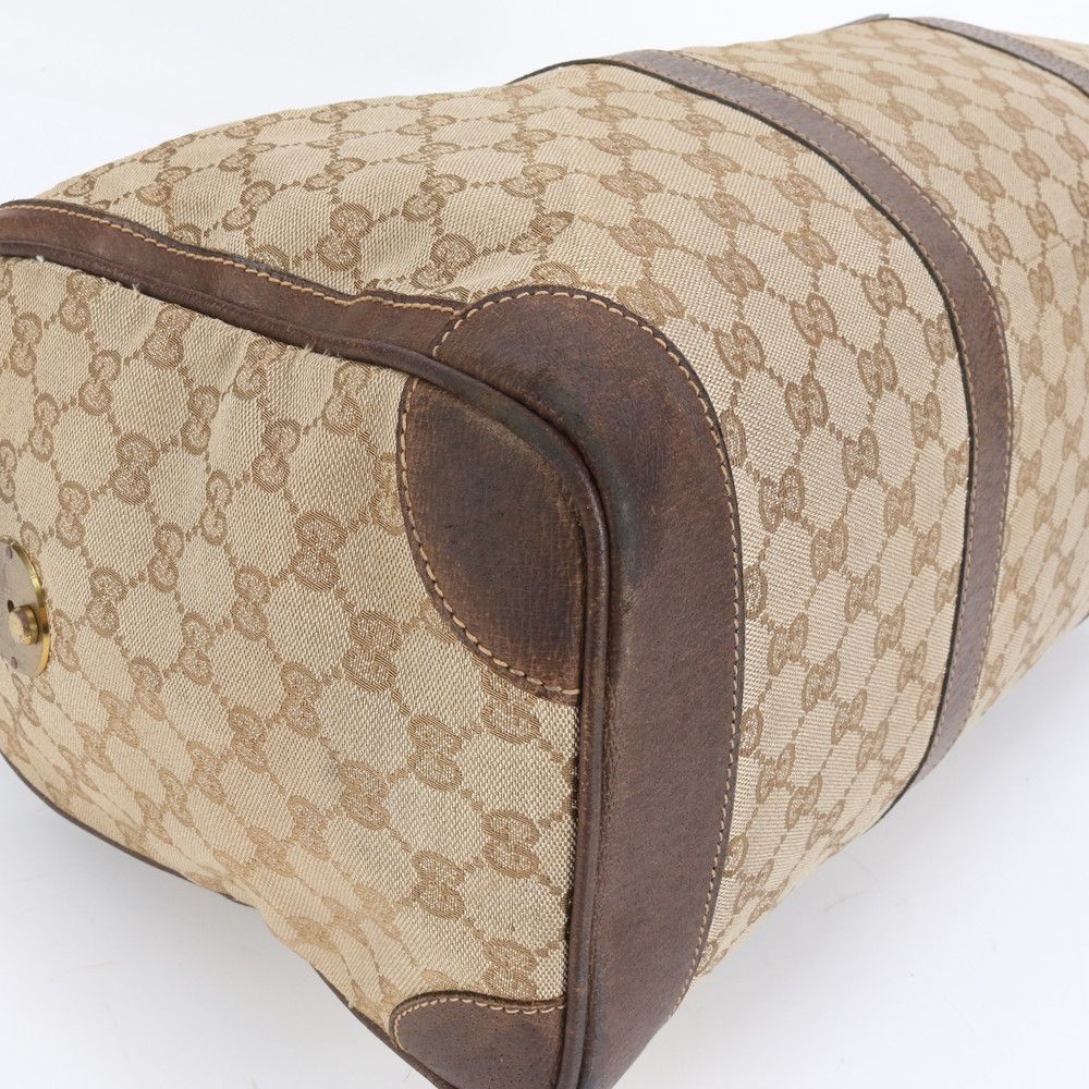 【オールドグッチ】Gucci ベージュ ボストンバッグ 美品 ヴィンテージ オールド グッチ GG キャンバス レザー ボストン