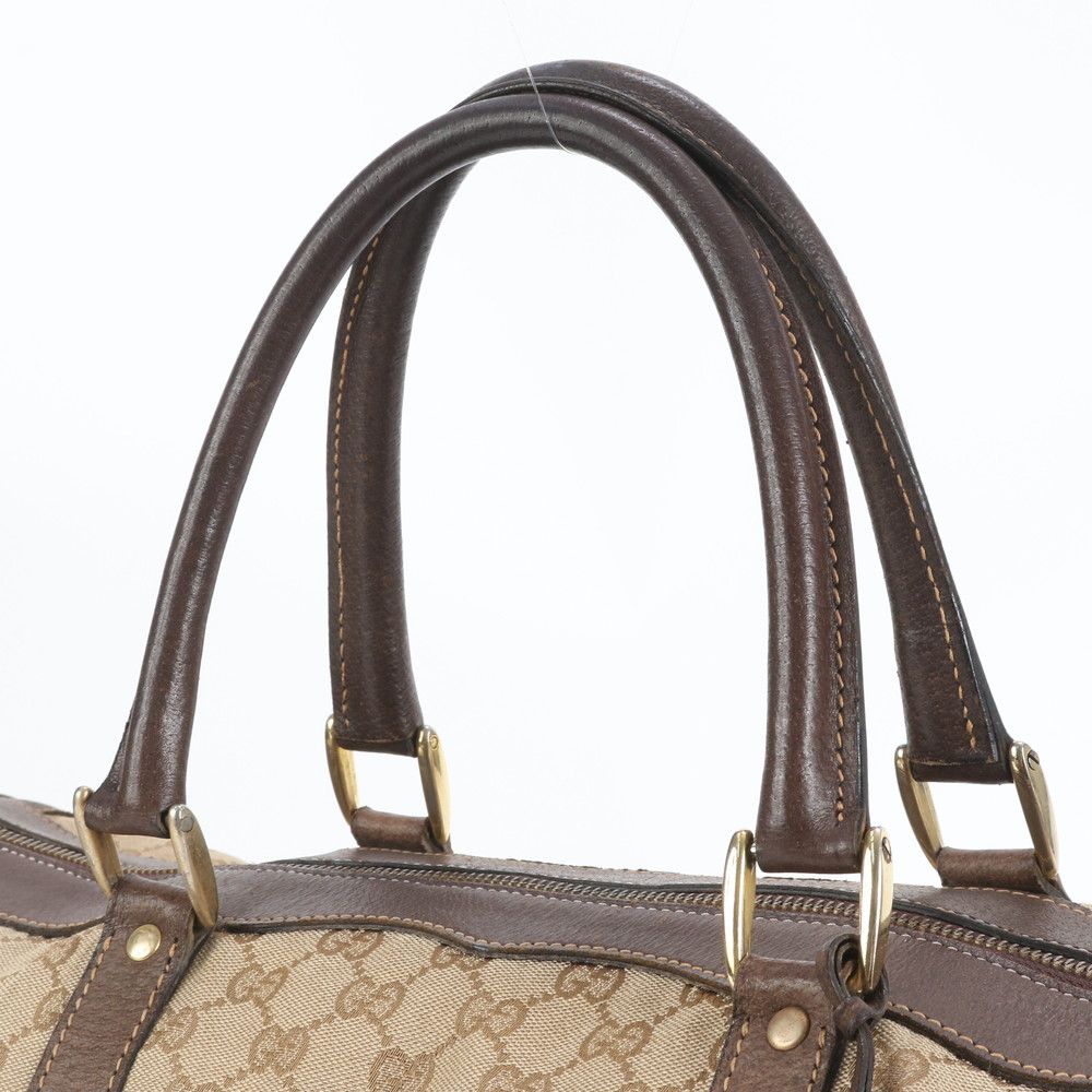 美品 ヴィンテージ オールド グッチ GG キャンバス レザー ボストン