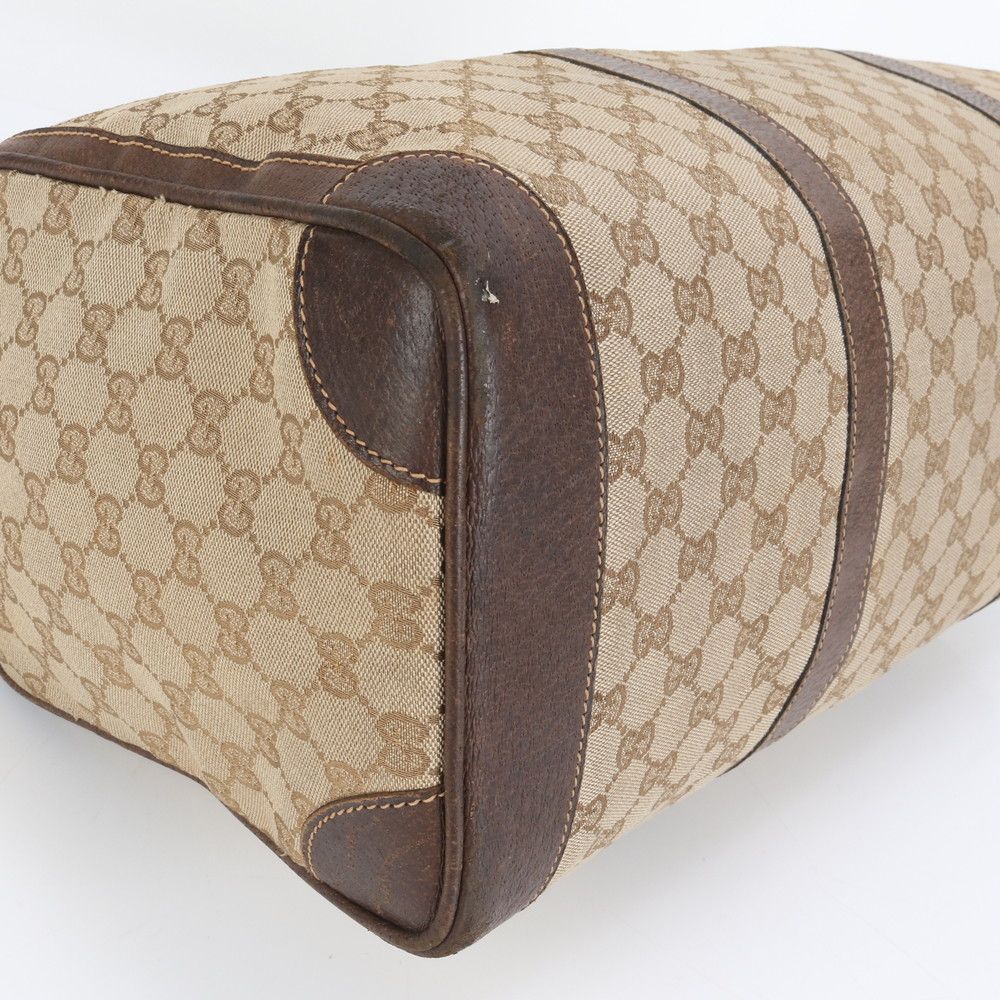 美品 ヴィンテージ オールド グッチ GG キャンバス レザー ボストン