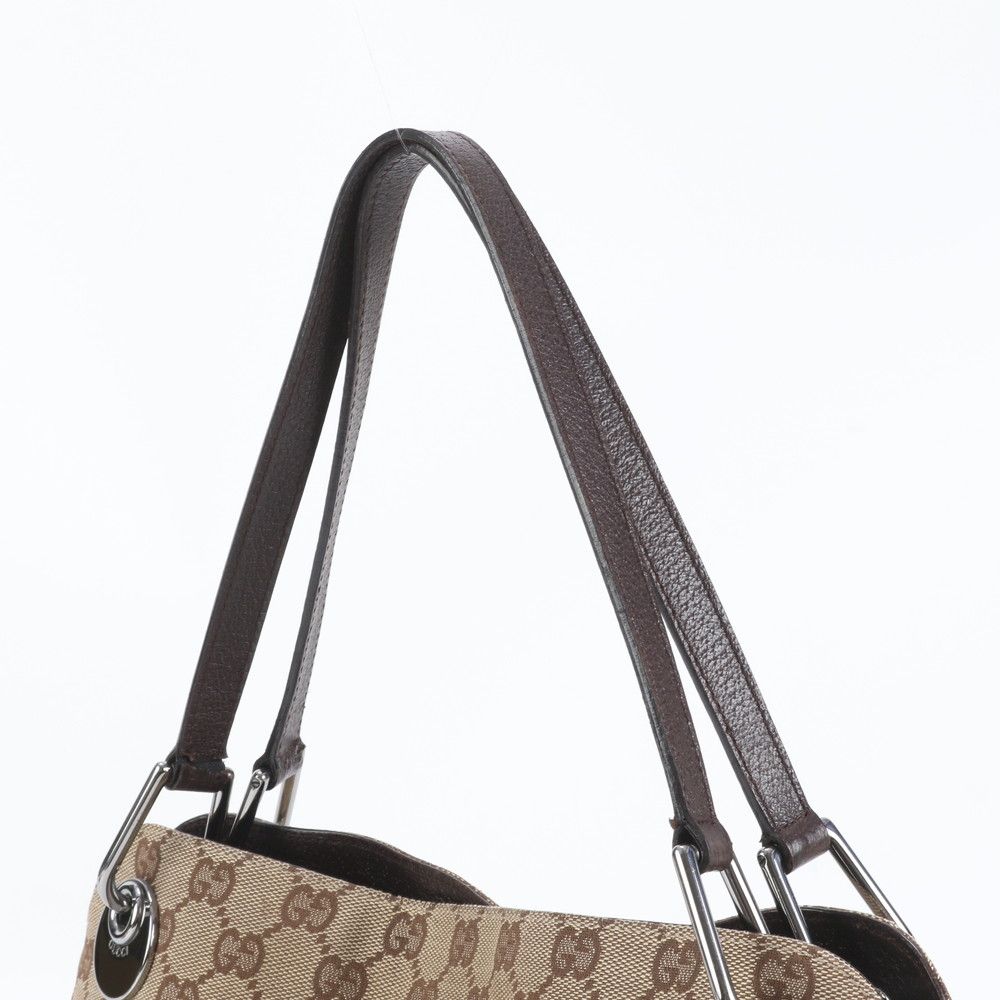 新品同様 グッチ GG キャンバス エクリプス レザー トート バッグ