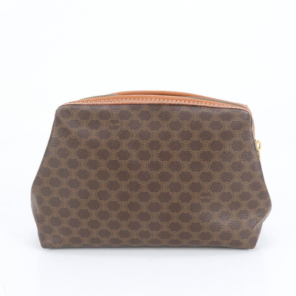 極美品 ヴィンテージ セリーヌ マカダム トリオンフ レザー クラッチ