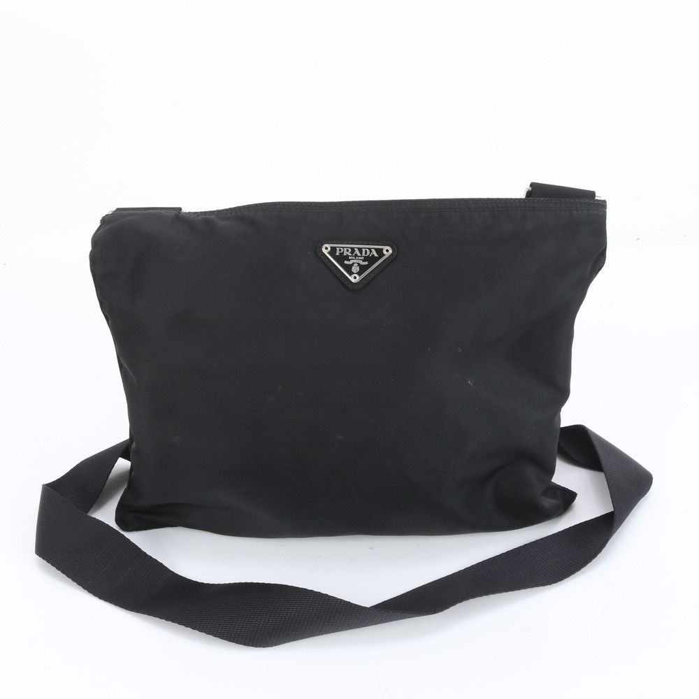 極美品 プラダ テスート ナイロン 三角 トライアングル ロゴ レザー
