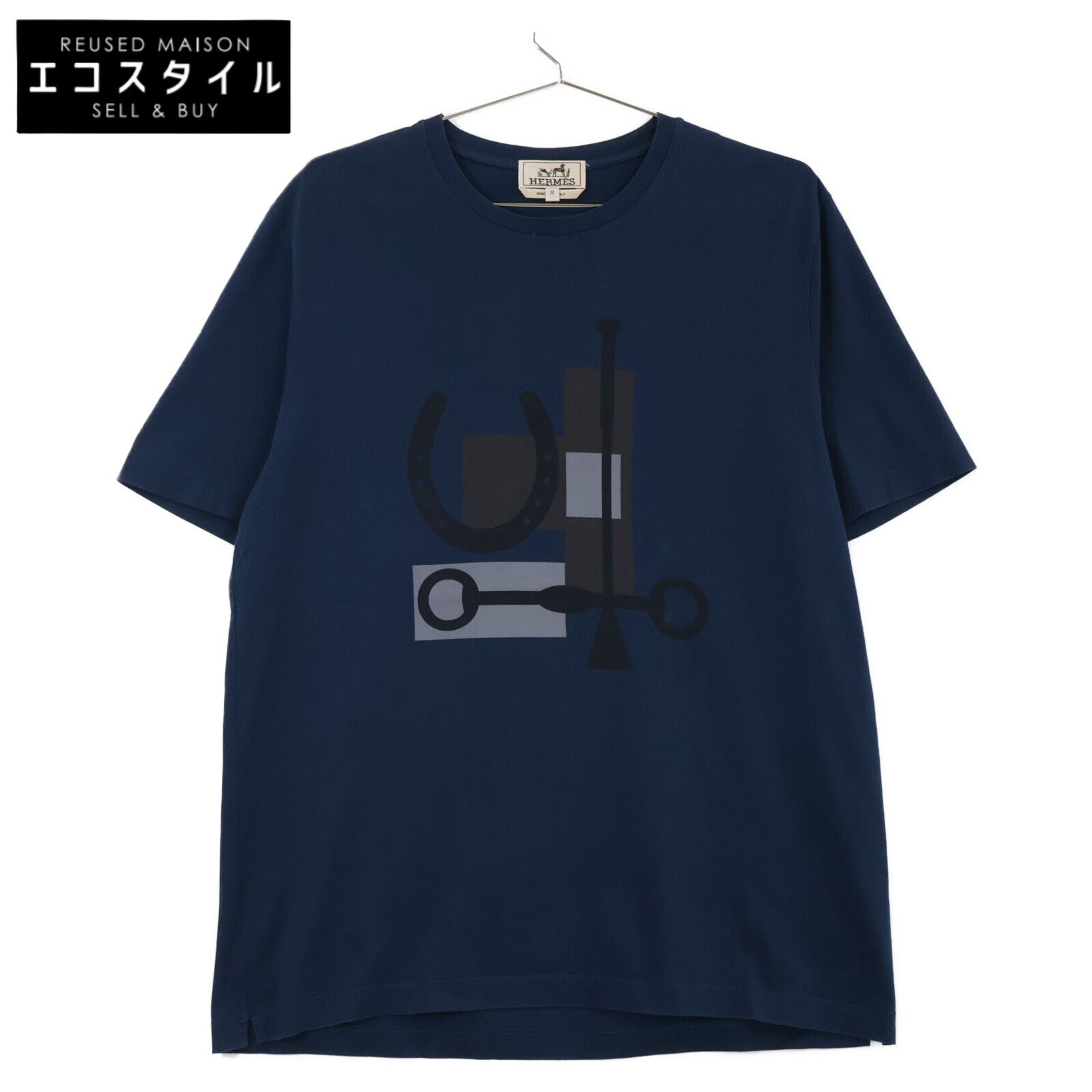 新品タグ付き　HERMES ブラック チェーンパターン Tシャツ　コットン 新品タグ付き HERMES ブラック チェーンパターン Tシャツ コットン