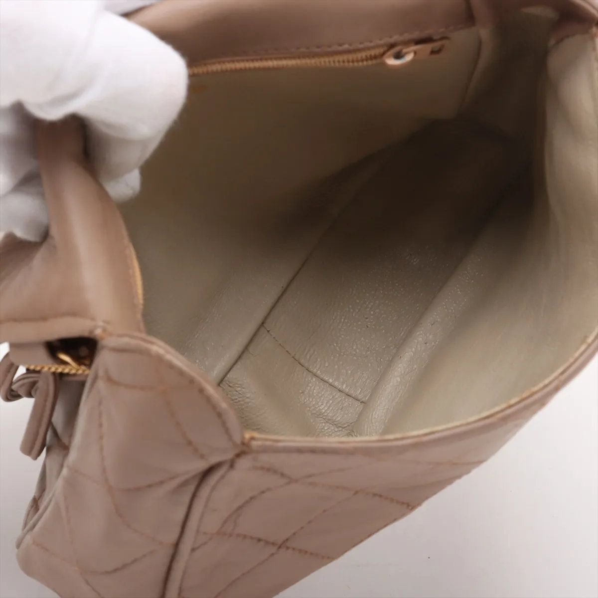 美品 シャネル シリアルシール付 マトラッセ ラムスキン レザー トート