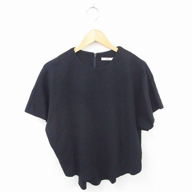 クラネ CLANE ニット カットソー 丸首 ウール混 五分袖 1 紺 ネイビー TT