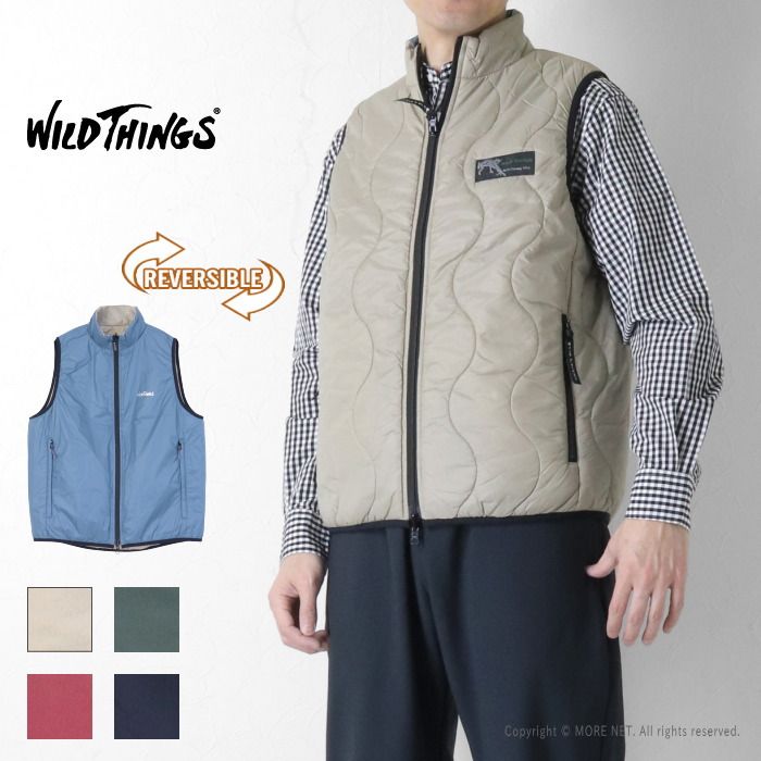ワイルドシングス リバーシブルビレイベスト メンズ 中綿キルティング プリマロフト