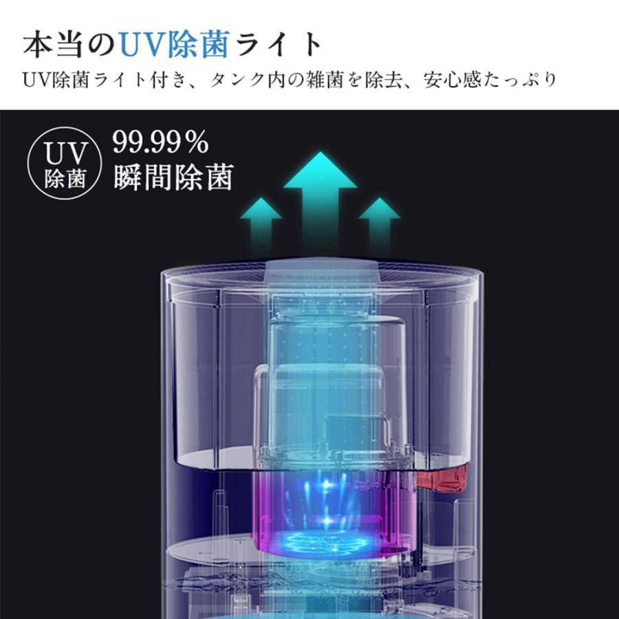 加湿器 超音波式 空気清浄機 タワー型 大容量 UV除菌 次亜塩素酸水対応