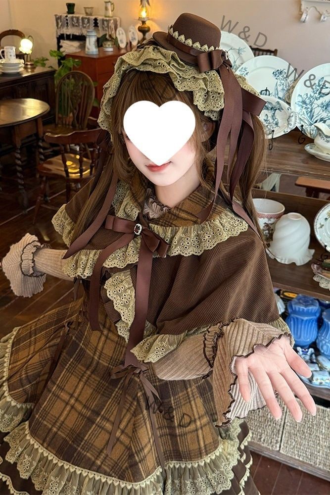 秋冬 ロリータ 3点セット ケープ ワンピース 重ね着 シルエット 体型カバー エレガント ゴシック 大人 フォーマル 秋深き日に紡ぐ 重ね着が生むエレガントなシルエット