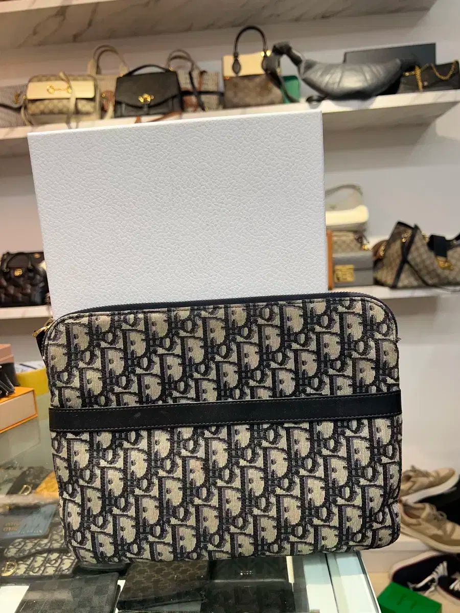 ディオール オブリーク トラベル クラッチバッグ ポーチ ネイビー