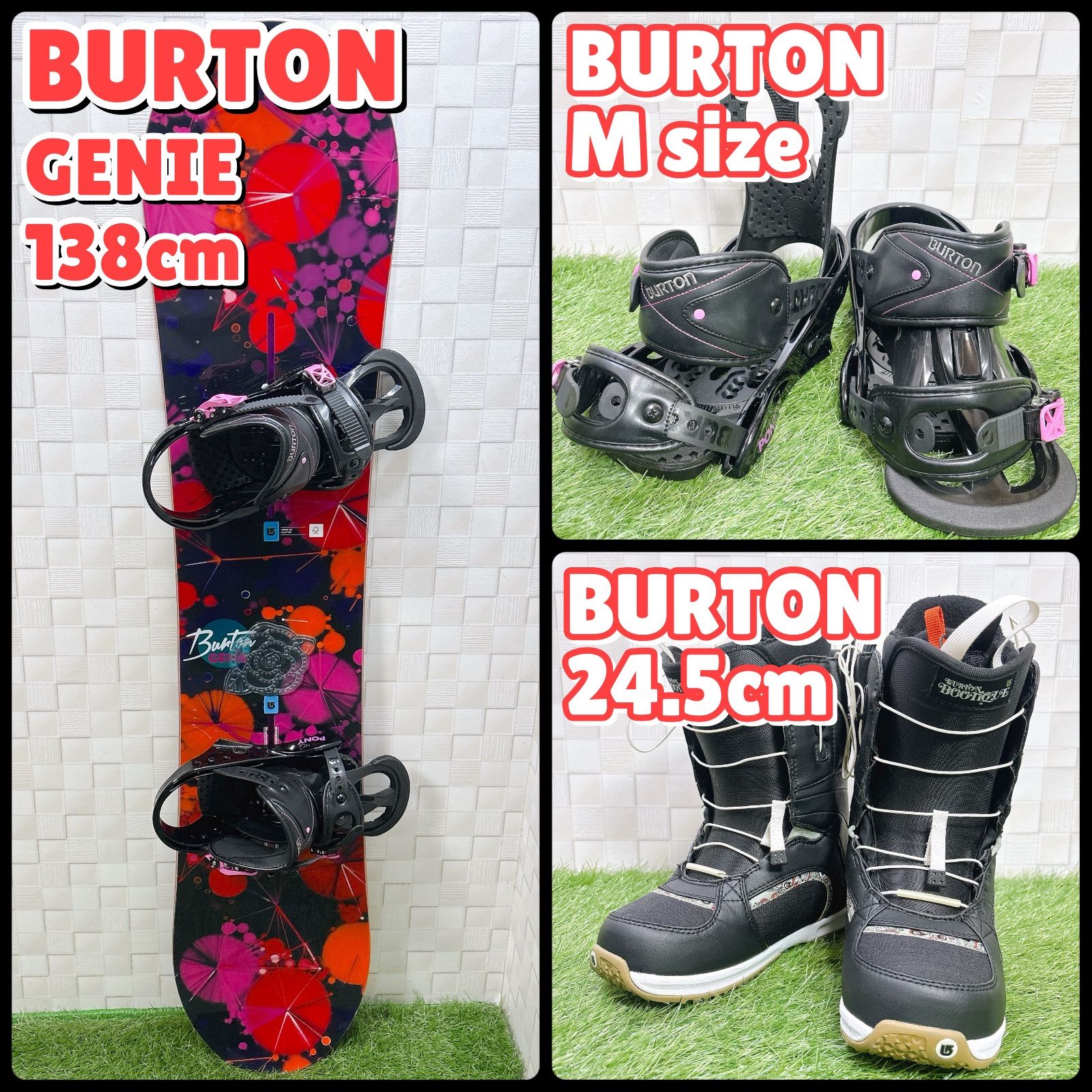 レディース スノーボード 3点セット BURTON バートン GENIE 138cm