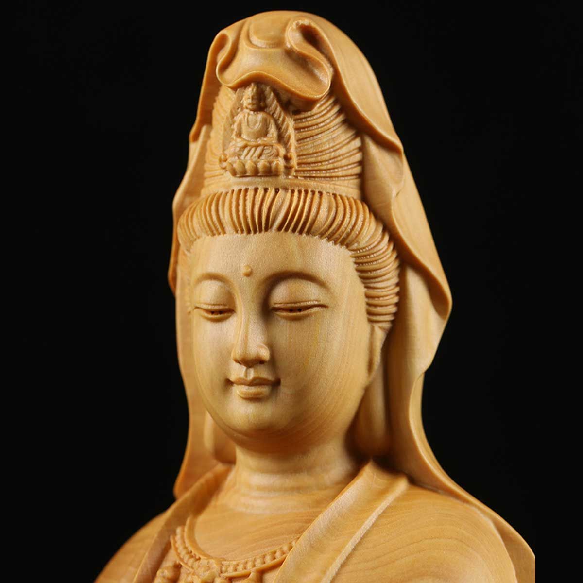 仏像 木彫り 観音様 立像 12cm 観音菩薩 龍頭観音 騎龍観音 観世音菩薩