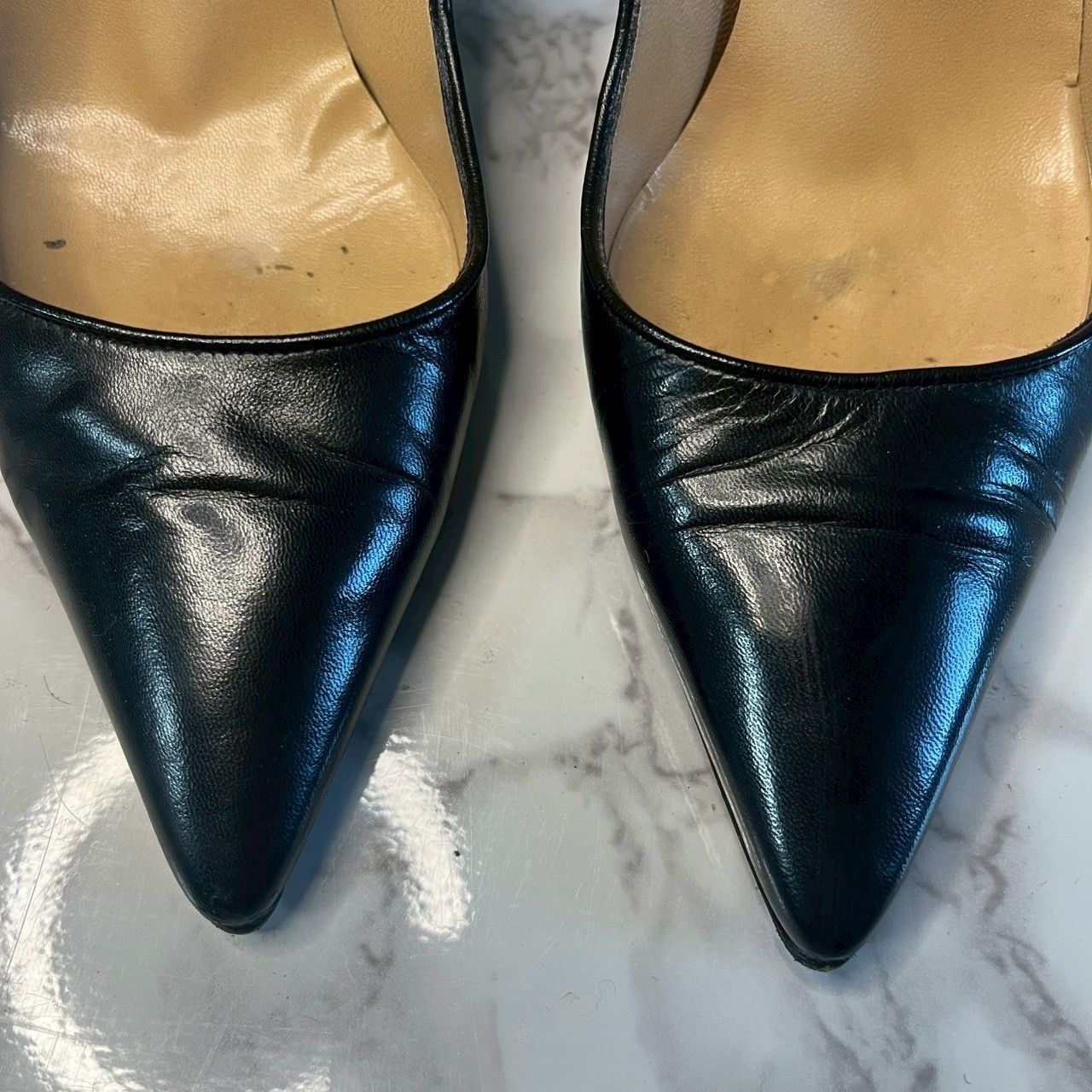 マノロブラニク MANOLO BLAHNIK ブラック レザーパンプス 36.5 10cm