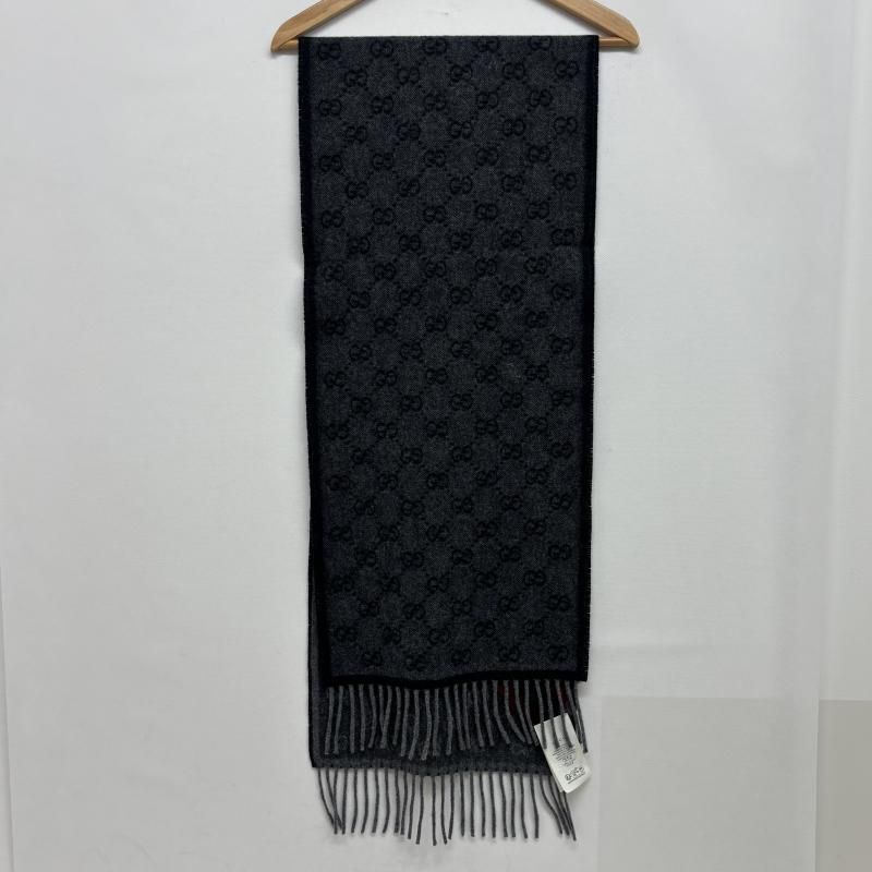 グッチ マフラー GG柄 570603 3G200 1466 ブラック グレー レディース