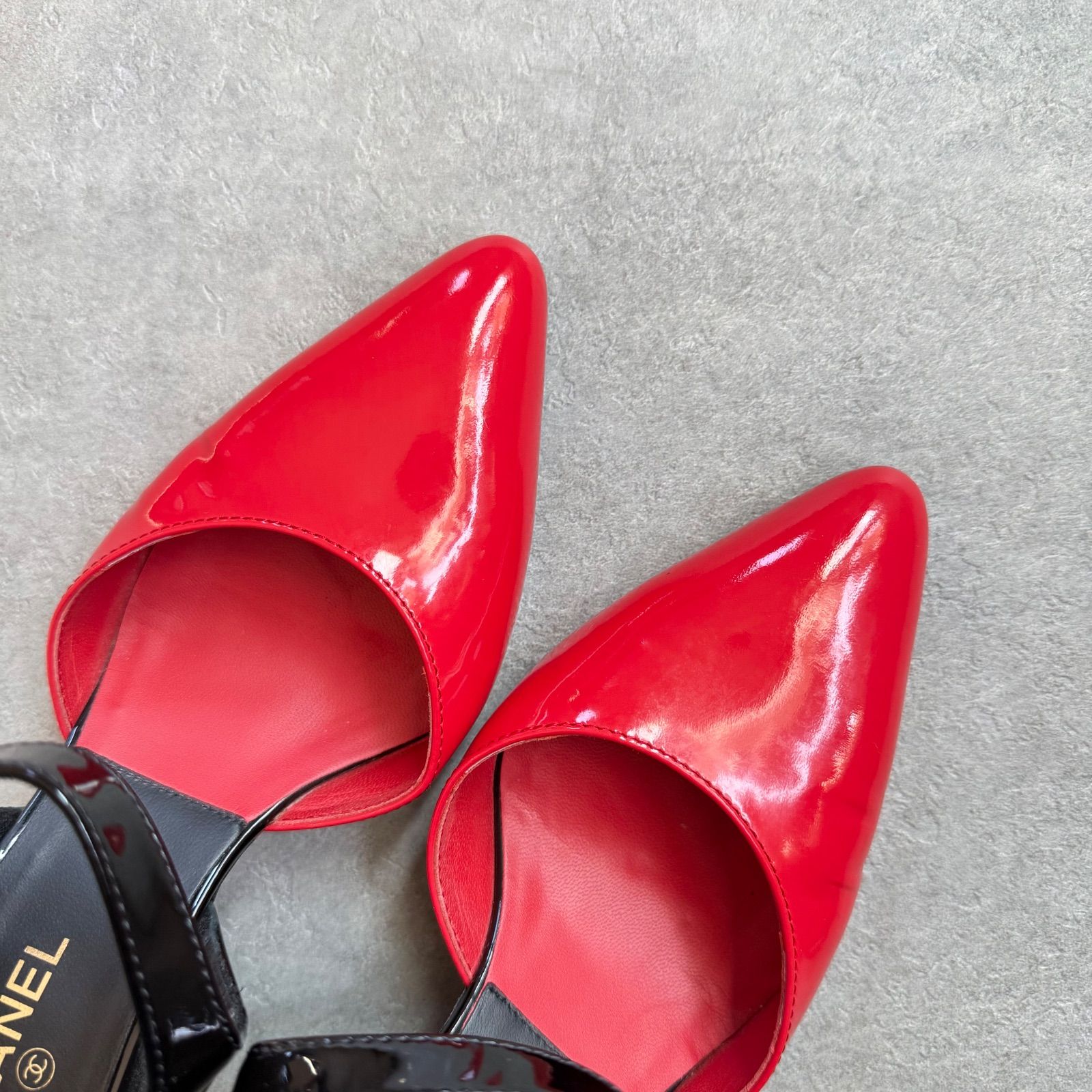 美品 CHANEL シャネル ココマーク バイカラー ストラップパンプス