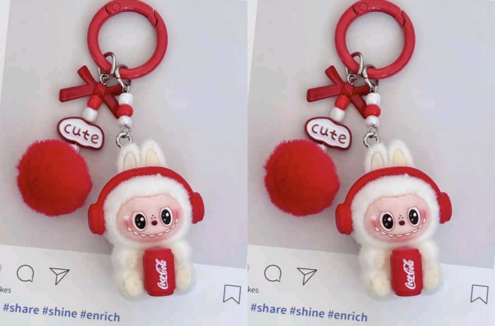 ラブブ ぬいぐるみキーホルダー 2点セット コーラ モコモコポンポン