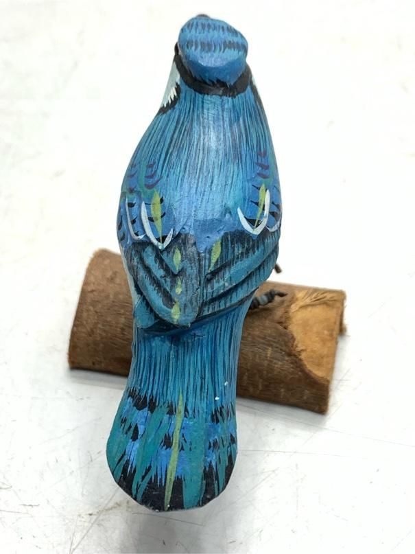 希少 アオカケス バードカービング 野鳥彫刻 木彫りの野鳥 置物