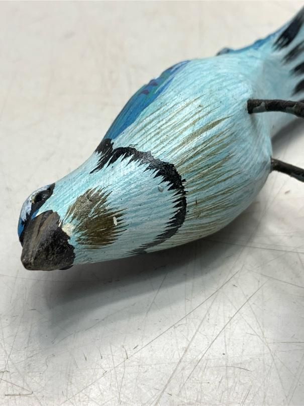 希少 アオカケス バードカービング 野鳥彫刻 木彫りの野鳥 置物